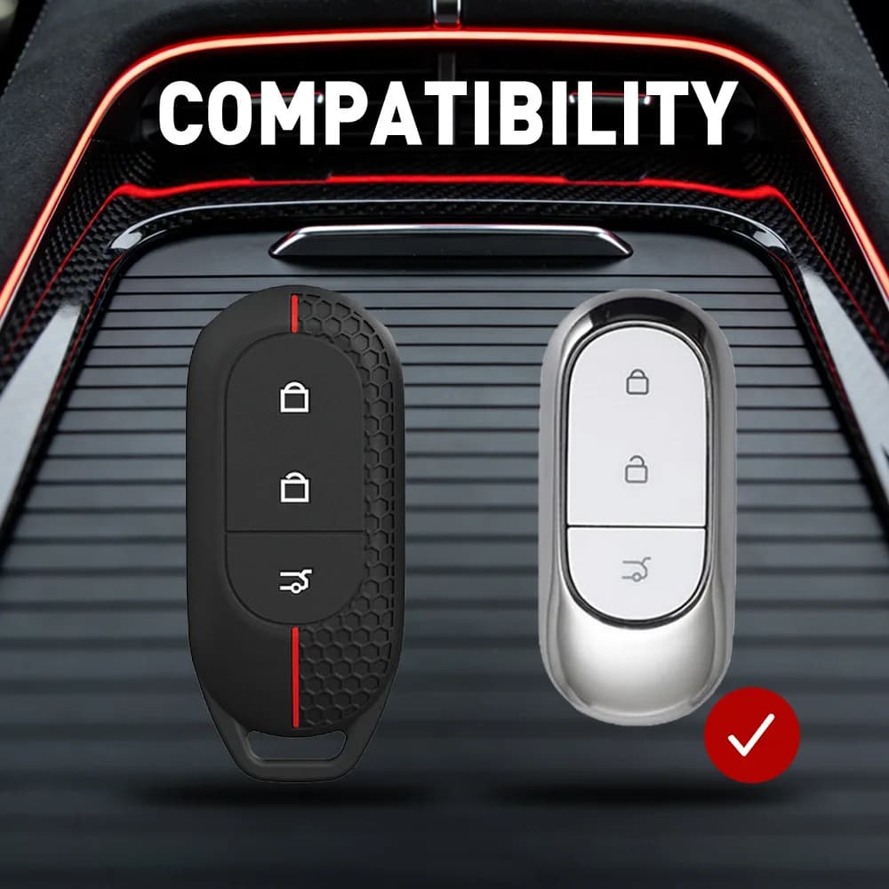 3-Button Smart Silicone Key Fob Cover for Leapmotor C01 EV, Protective Remote Control Case Shell