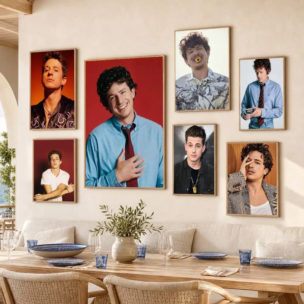 Charlie Puth Waterproof Self-Adhesive Wall Poster for Bedroom Living Room Home Decor