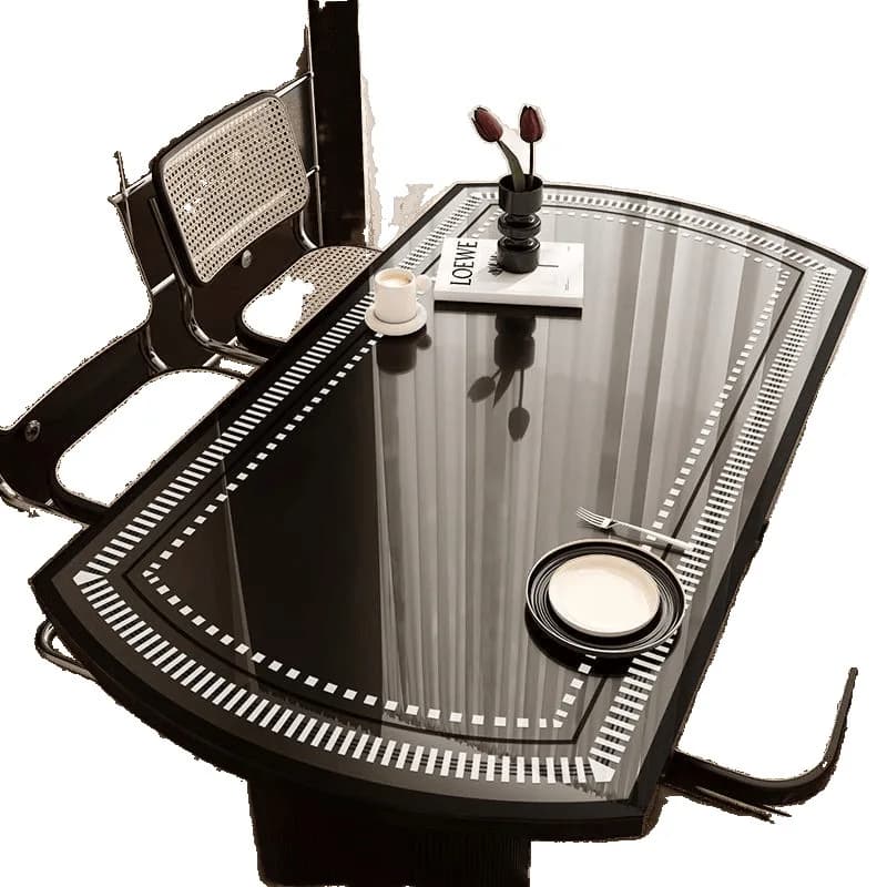 Clear printed soft glass table mat, leave-in coffee table mat