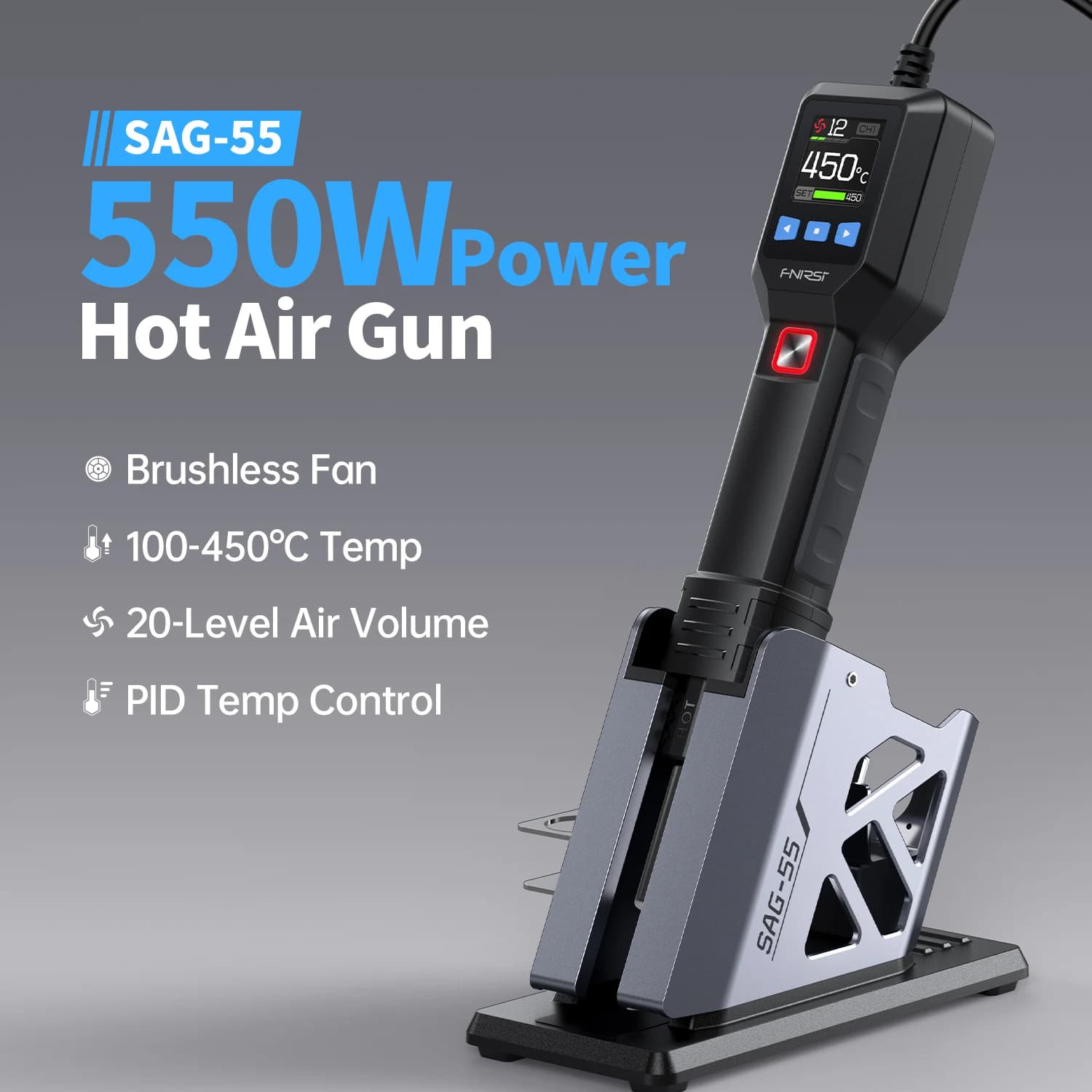 SAG-55 Standard High Temperature Hot Air Gun 550W Handheld Portable Small Welding Table