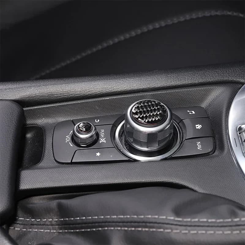 For Mazda MX-5 2016-2023 Car Center Control Multimedia Knob Trim Sticker Soft Carbon Fiber Interior Accessories