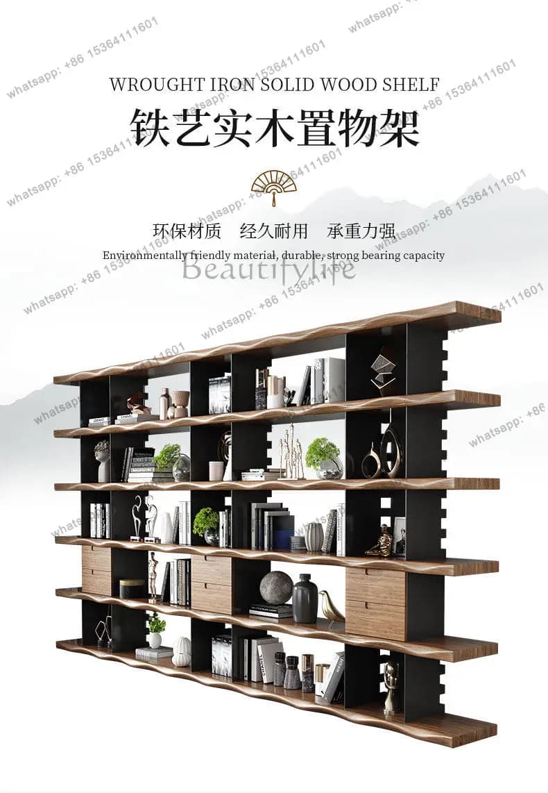 floor-to-ceiling full wall bookshelf whole wall living room office exhibition hall partition rack storage rack with drawer