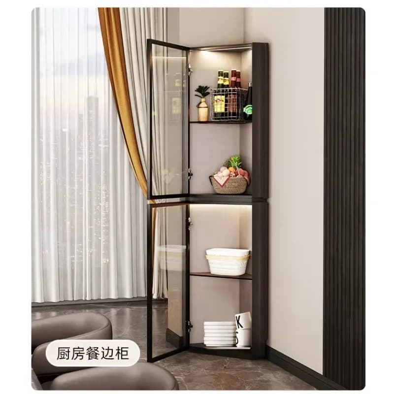 DSA  Minimalist Corner Wall Cabinet Display Triangle Cabinet Corner Wall Rack Glass