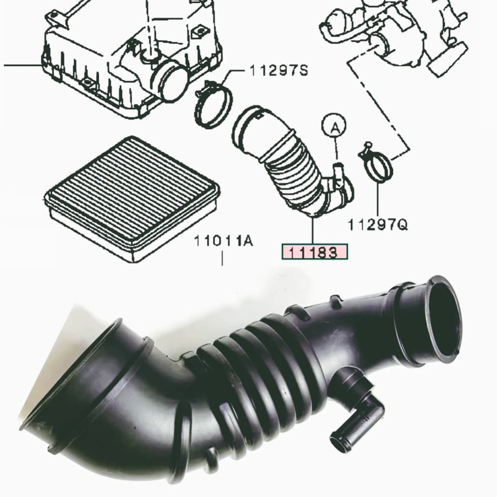 ZF-F Manguera Conducto Admisión Aire MN171012 Para Mitsubishi L200 -Triton 2005-2015, Plástico Negro, Reemplazo Directo, Piez