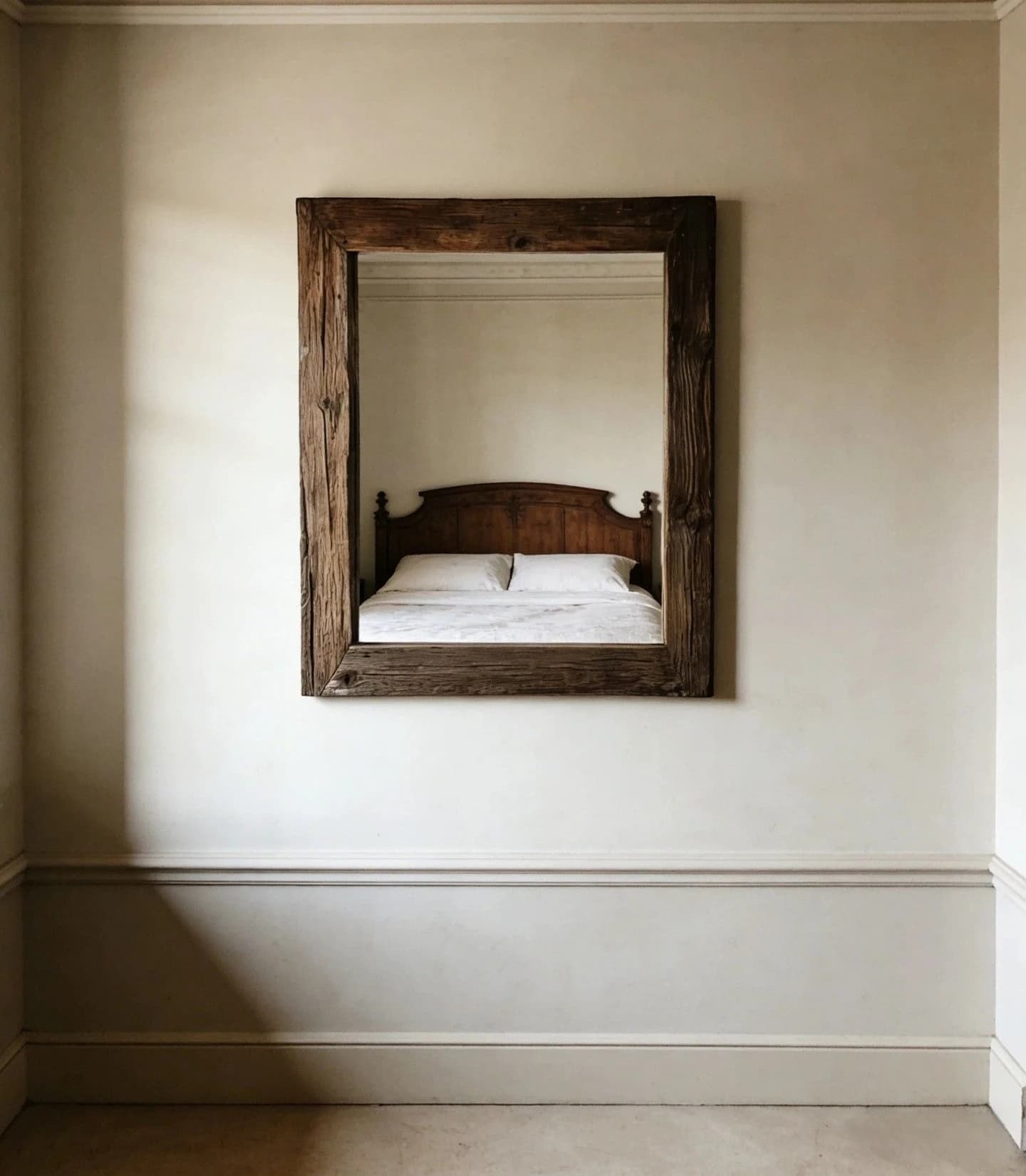 Retro solid wood square full-length mirror wall-mounted bedroom dressing mirror