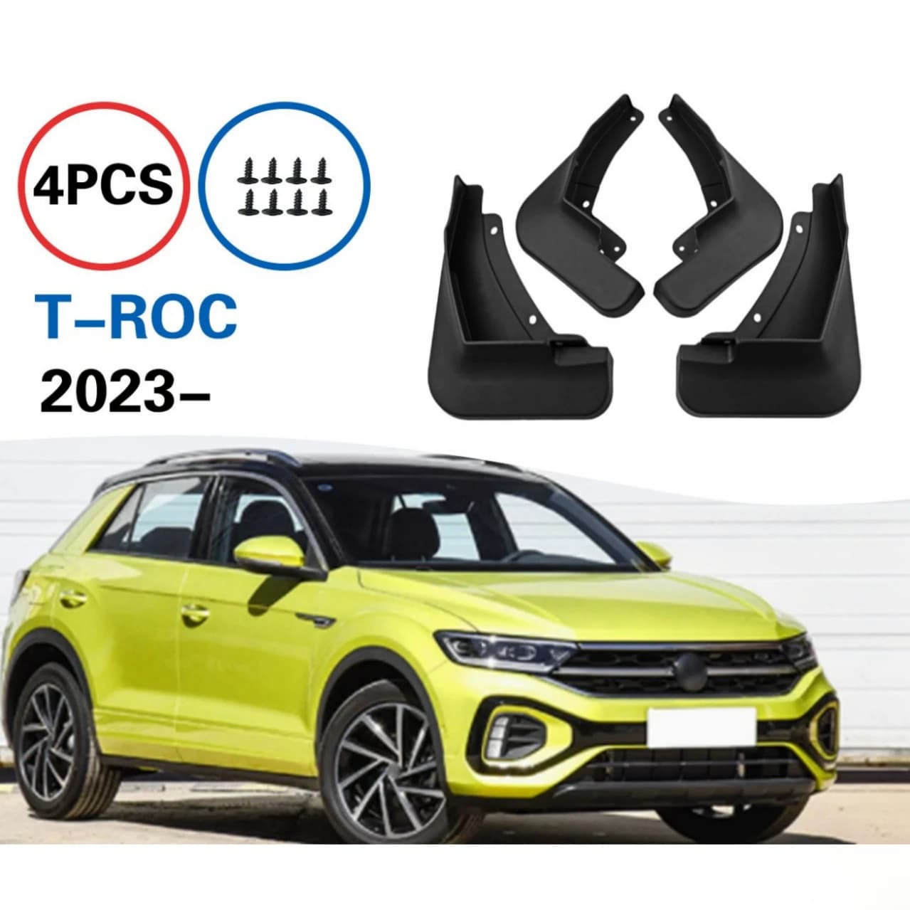Front Rear Molded Car Accessories 4Pcs Mud Flaps For T-ROC T ROC 2023 Mudguards Mud Flap Splash Guards Mudflaps