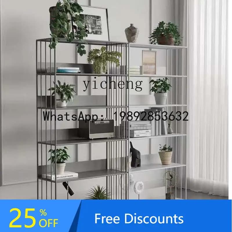 module combination cabinet wrought iron Nordic floor rack modern simple stainless steel bookcase