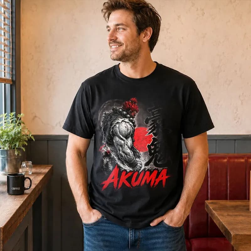 Akuma Street Fighter T shitr Cool Anime Gamer Gift 0813 Retro Arcade Fighting Game Tee Hadouken World Warriors Unisex Top S-6XL