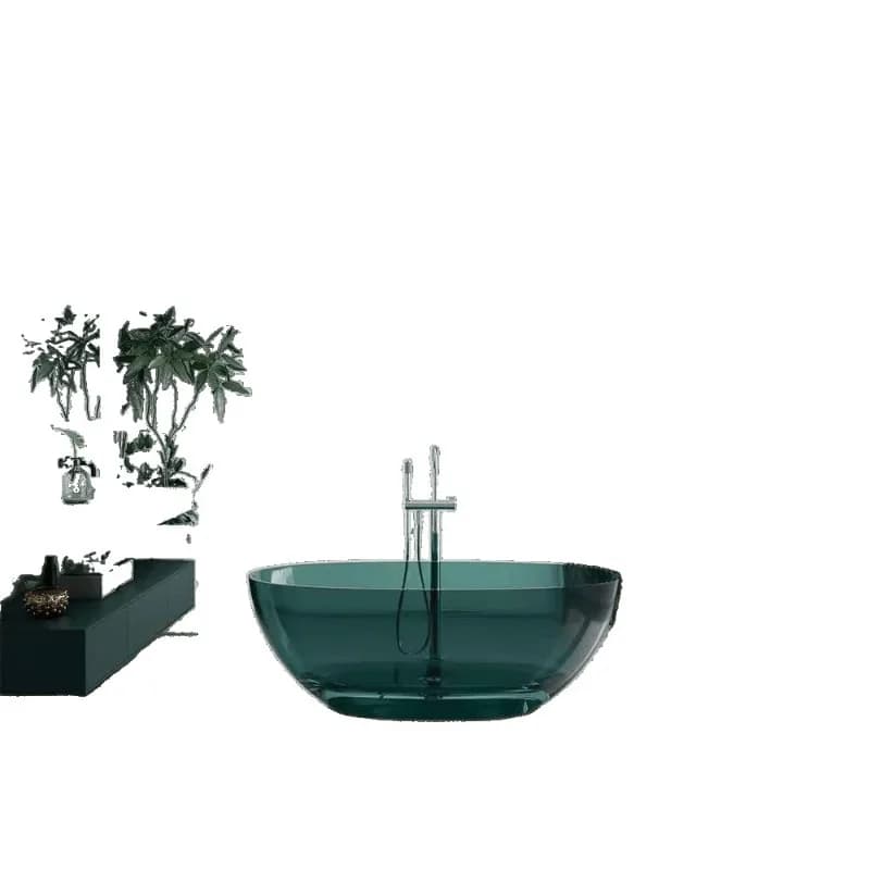 Transparent Household Oval Crystal Bathtub Color Resin Freestanding