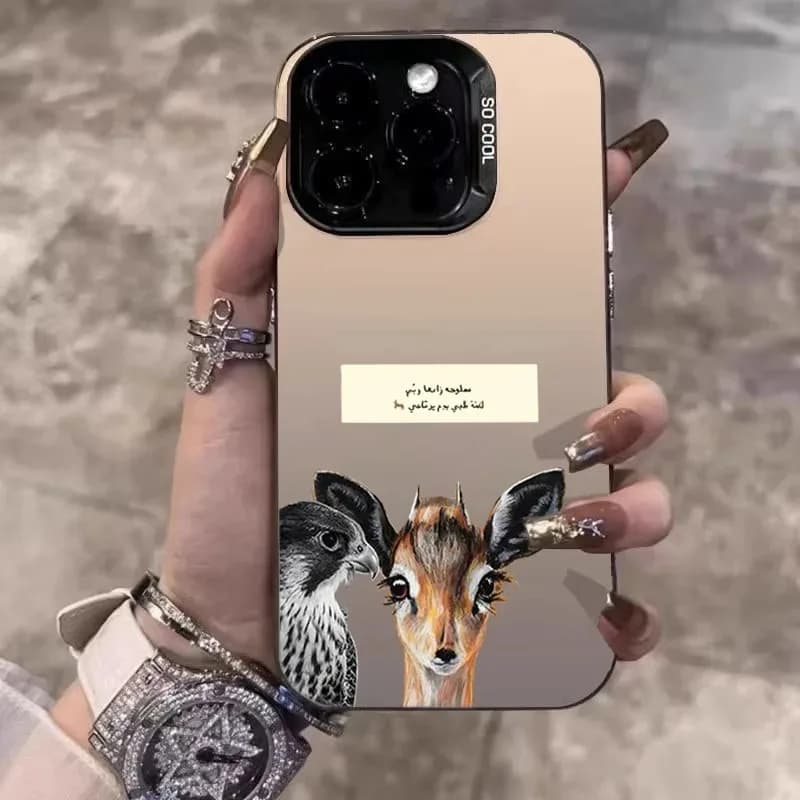 Falcon and Deer with Arabic Minimalist Style MD Phone Case For Samsung S20 S21 S21 S22 Plus S24 S25 FE Note 20 Ultra Phone Cover