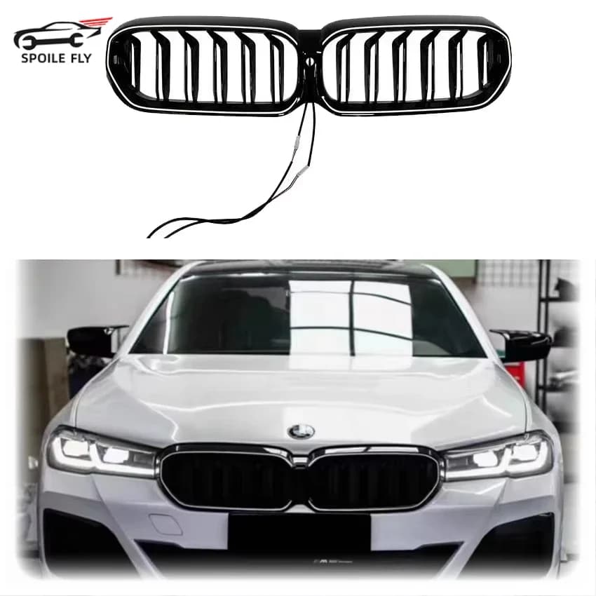 Kidney Grille Led Light Racing Grille Luminous Grilles New Design 2021 2022 2023 For BMW 5 Series G30 G38 G31 Facelift LCI