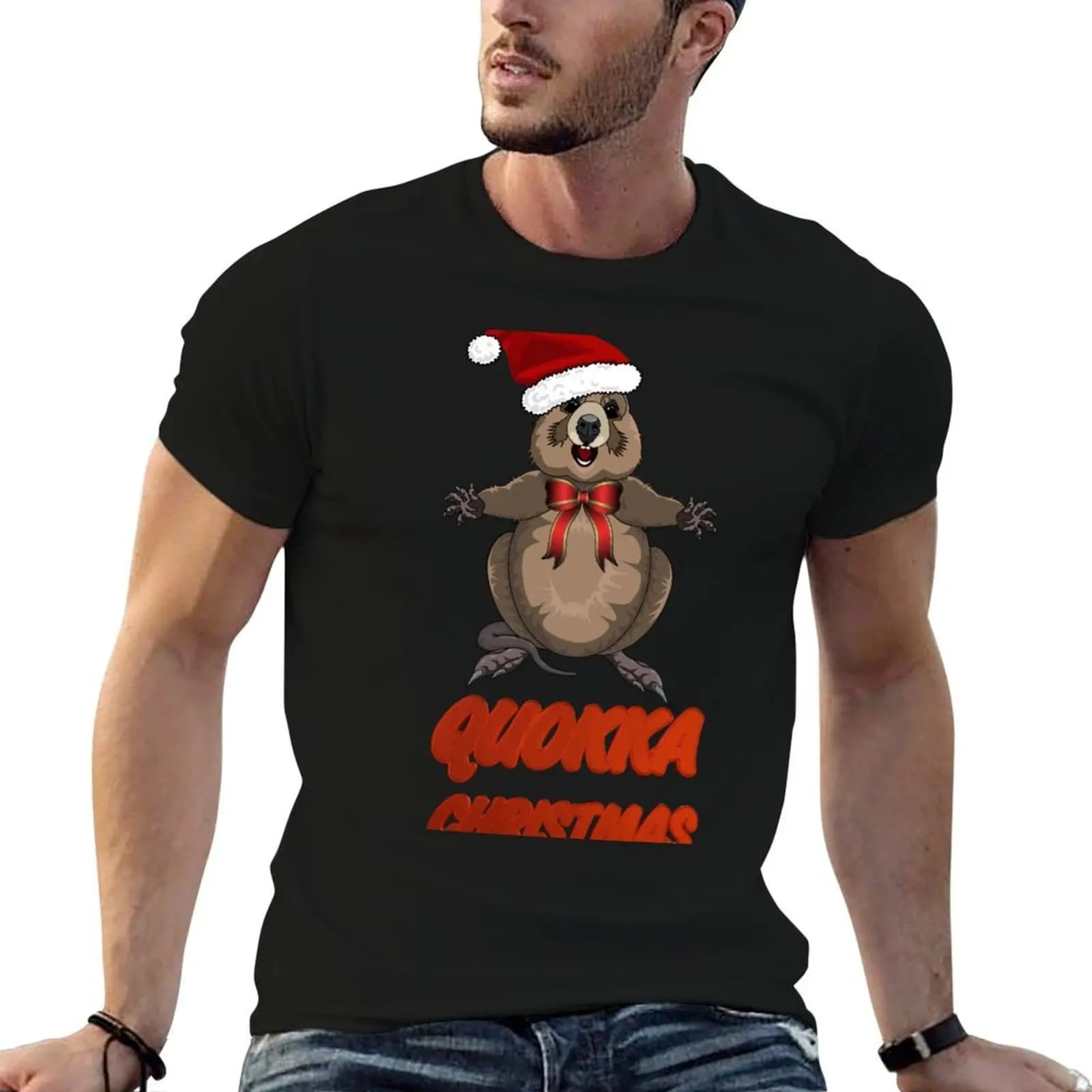 Happy Christmas Quokka - Have a Quokka Christmas! by Amanda M Lucas T-Shirt graphic tee shirt anime tshirt mens fashion