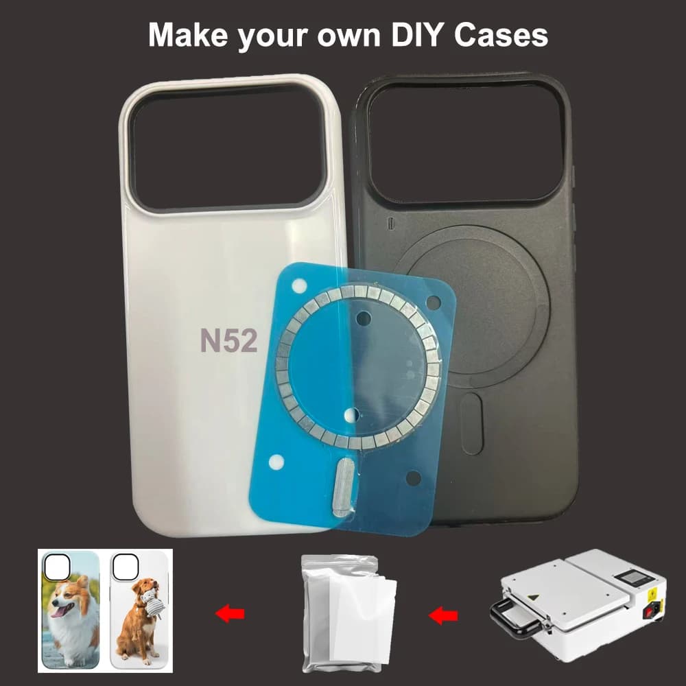 10pcs Magnet Customized 3D Sublimation Case for iPhone 17 16 15 14 13Pro Max Thermal Transfer Printer Rugged Armor Back Cover