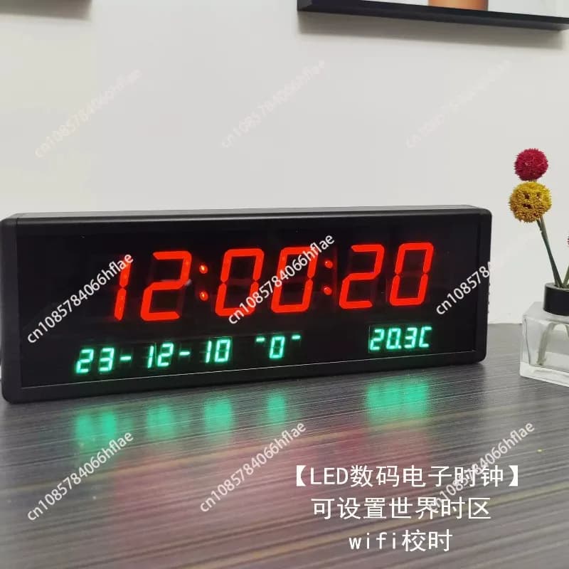 WiFi Timing Digital Electronic Clock, World Time Date & Temperature Display Desk Clock