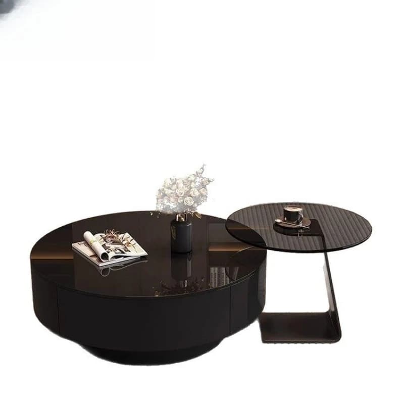 Chinese black glass coffee table Italian minimalist rock slab living room home light luxury