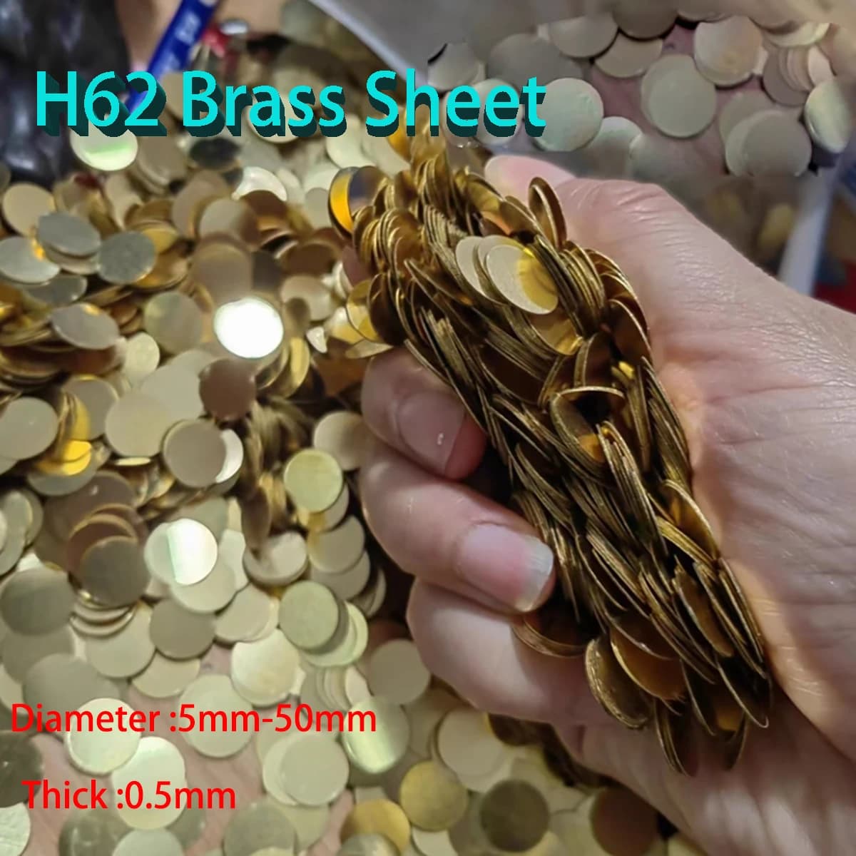 50pcs H62 Brass Round Circle Disc Plate Sheet Brass Gasket Diameter 5mm-50mm Thick 0.5mm