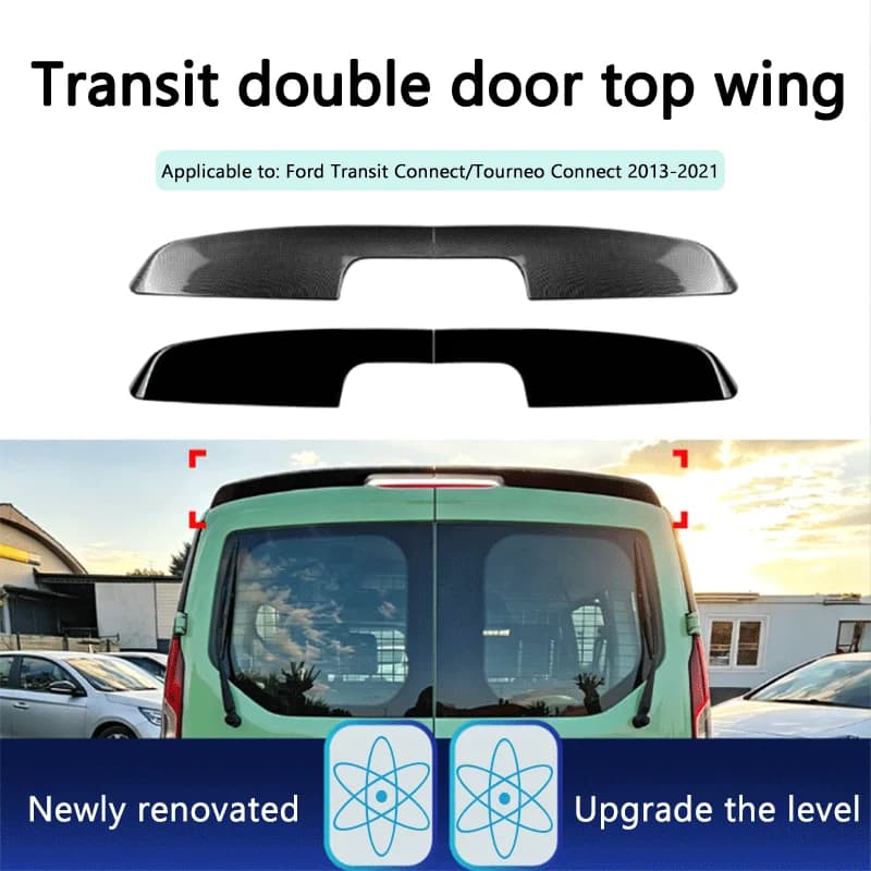 1Set Black Top Wing Tail Spoiler For Ford Transit Connect 2013-2021 Double Door Style Auto Rear Exterior Decoration Modification
