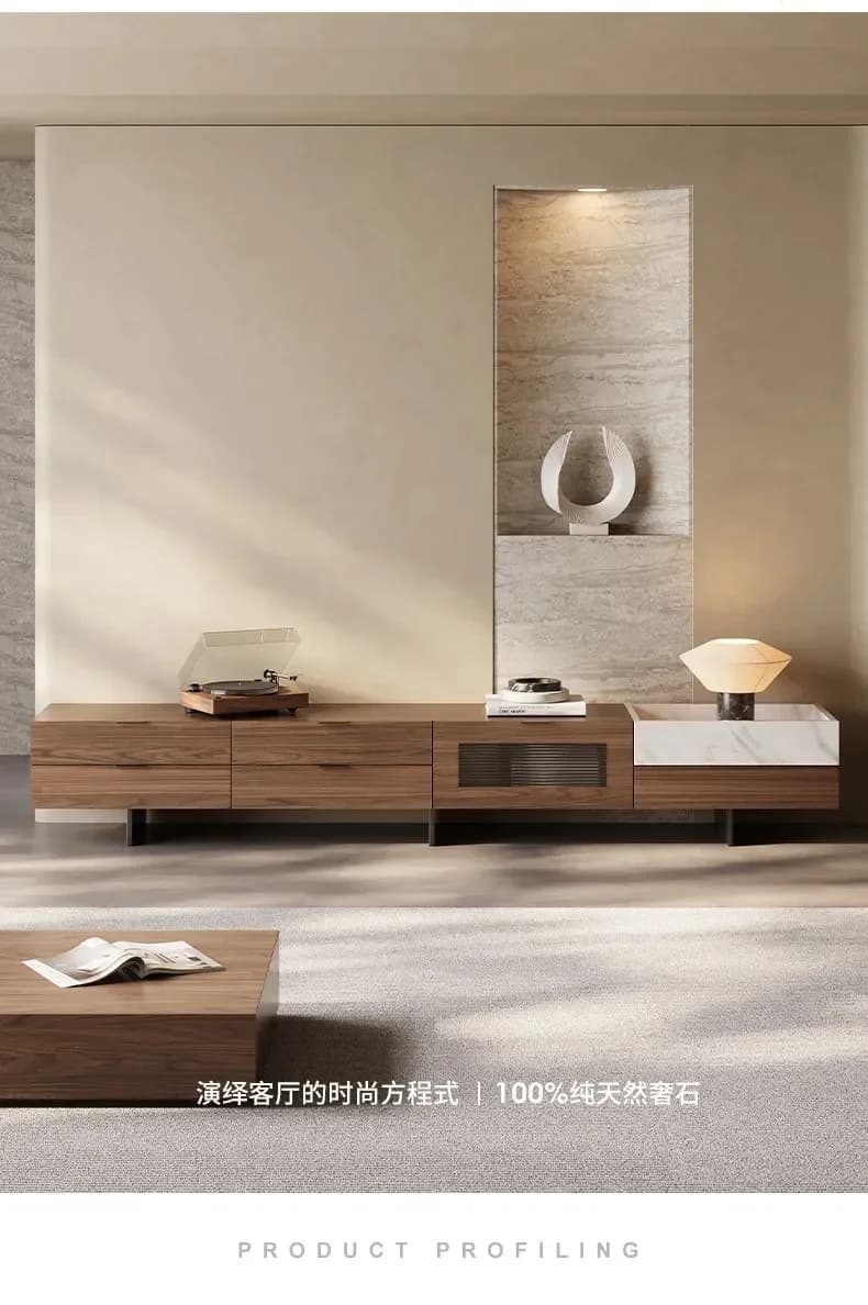 J13 TV Cabinet Minimalist Living Room Villa Simple Modern Marble Storage Floor Cabinet