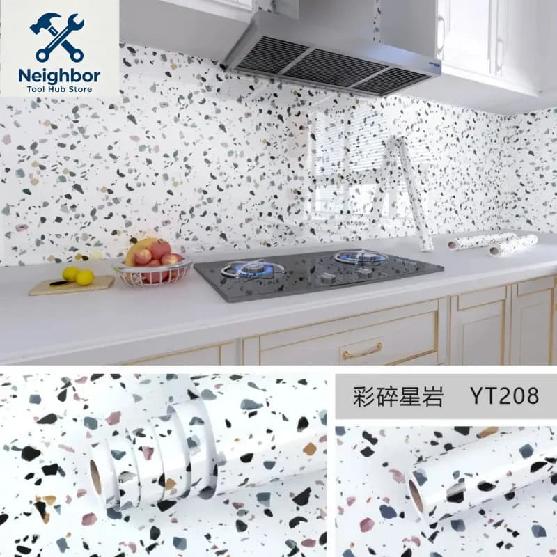 X 0CM Marble Self Adhive Wallpaper Waterproof Oil Proof Kitchen Stickers Decorative Film Home Decor