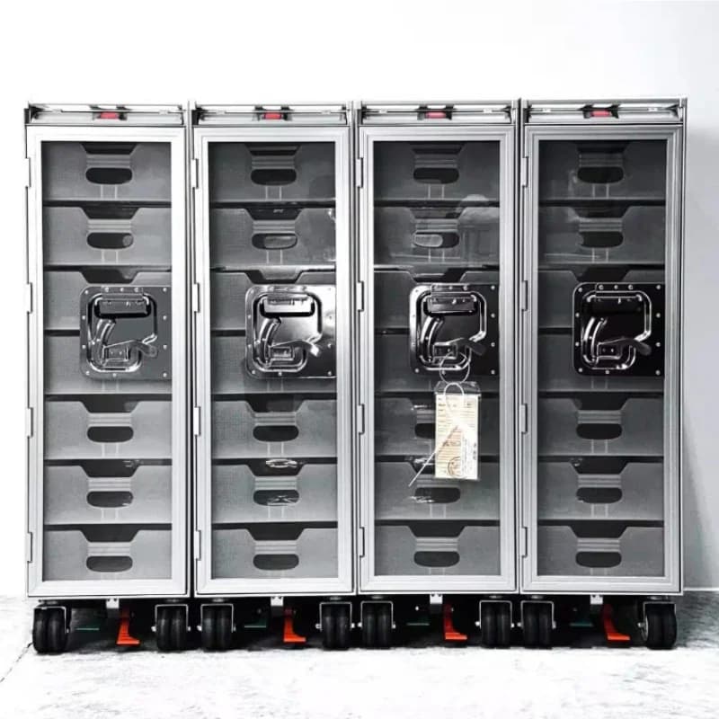 Aluminum alloy mobile storage dining cabinet for aircraft semi dining car