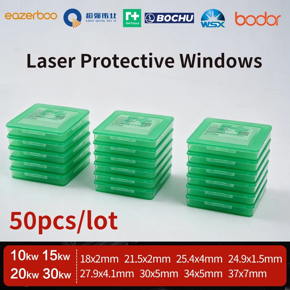 50PCS Original Laser Lens Protective Windows Glass 27.9x4.1 30x5 34x5 37x7 10/20/30kw For Raytools BOCI WSX Laser Cutting Head