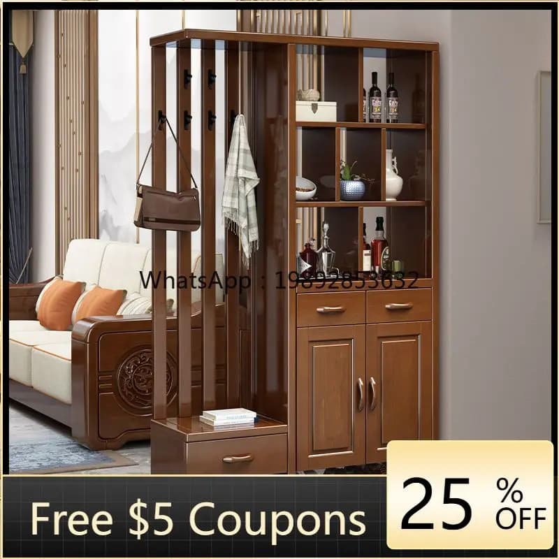 LYY Solid Wood Living Room Entrance Wine Cabinet Living RoomHall Cabinet ShoeEntryway Screen Storage Room Hall