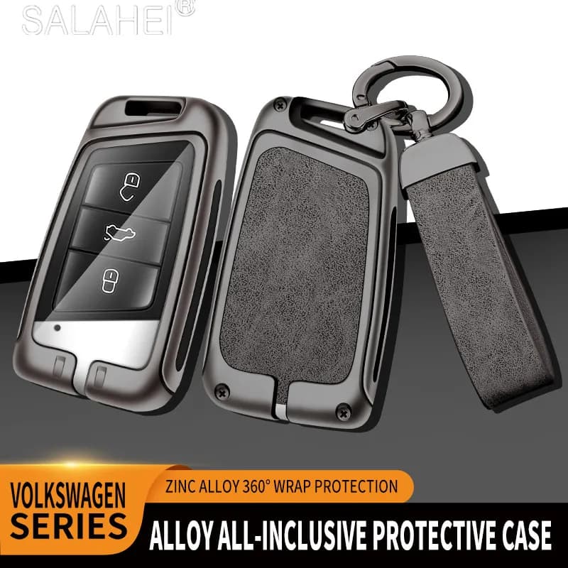 Zinc Alloy Leather Car Key Cover Case Shell Fob for VW Volkswagen Magotan Passat B8 for Skoda Superb Kodiaq A7 Auto Accessories