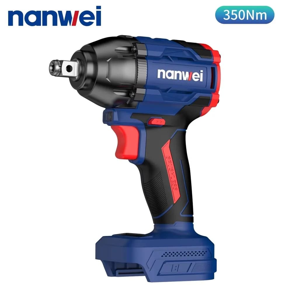 Nanwei 20V Cordless Impact Wrench 350NM High Torque Brushless Motor 1/2 in Power Wrench for Home Garage Car Repair