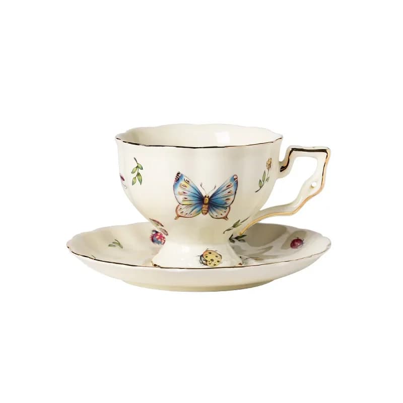French court style coffee cup ceramic high value European British afternoon tea black tea cup saucer flower teapot high sense