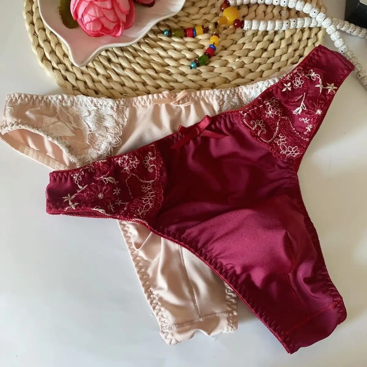 Man's Sexy Red Color Lace Briefs Fashion Silky Comfortable Erotic Lingerie DJ Club Live Show BF Gift Private Party Costume