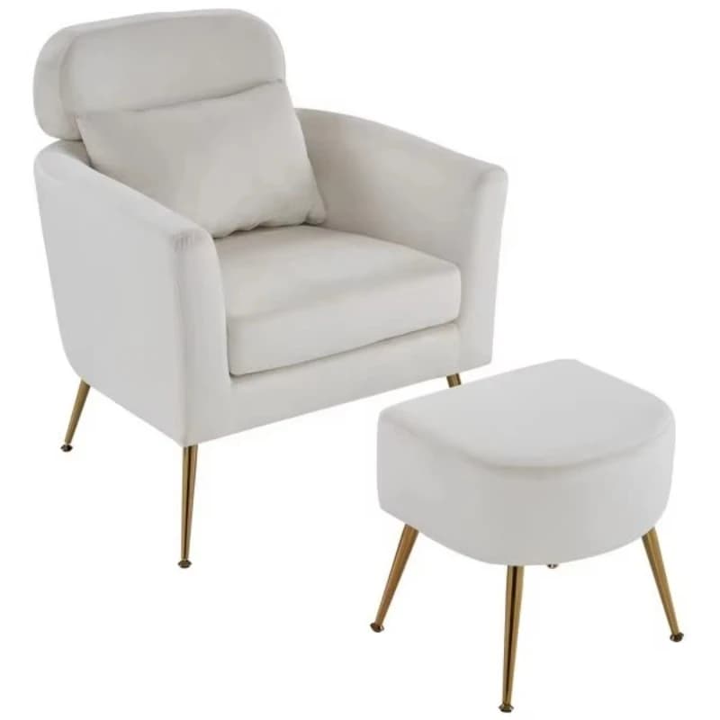 Single flannel indoor lounge chair with golden feet and pedals