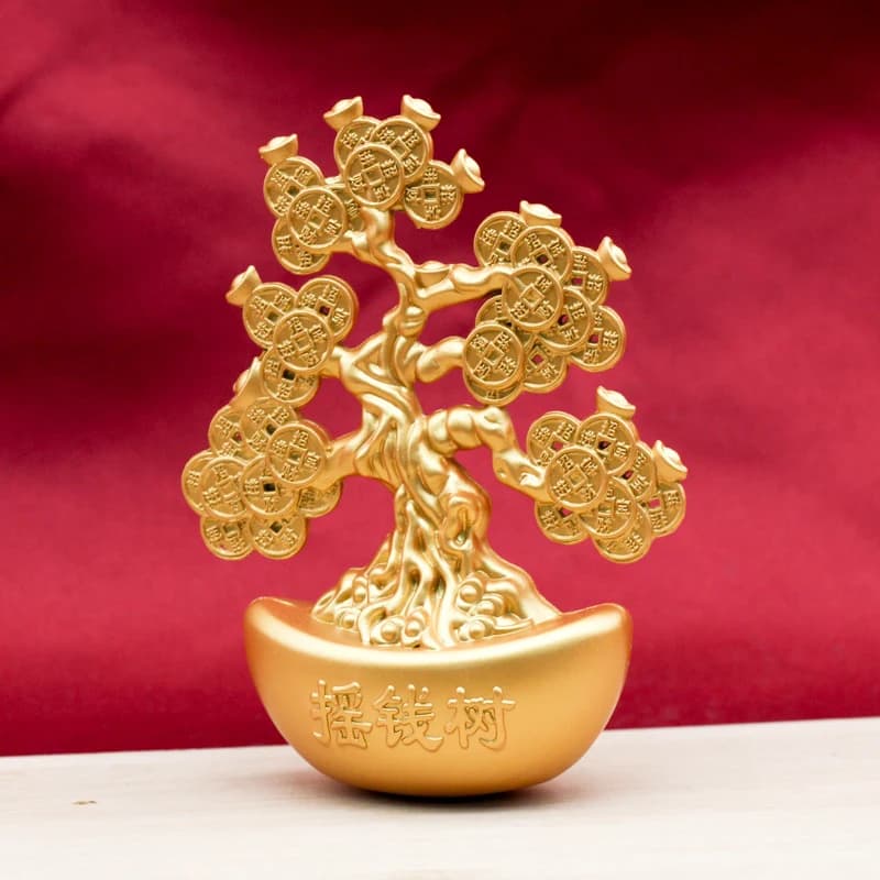 Golden Ingot Money Tree Ornament for Attracting Wealth and Fortune, Chinese Style Office Desk Decoration