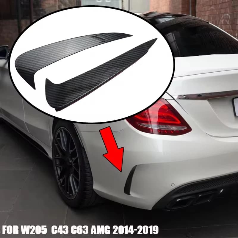 Use For Mercedes Benz Accessories C Class W205 C43 C63 AMG 2014-2019 2018 2017 Rear Bumper Side Canard Splitter Air Vent Cover