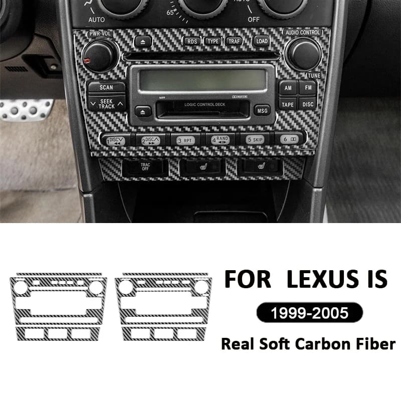Carbon Fiber Car Center Console Multimedia CD Control Panel Frame For LEXUS IS 1999-2005 Interior Accessories Decoration Sticker