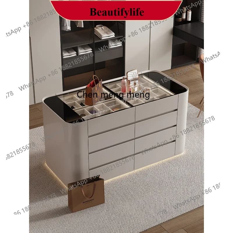Cream Wind Cloakroom Nakajima Cabinet Solid Wood Bedroom Storage Locker Nakajima Terrace Necklace Jewelry Display Cabinet