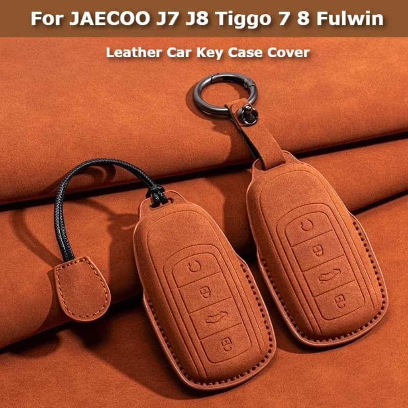 Leather Car Key Case Cover For Chery JAECOO J7 J8 Tiggo 7 8 5x Fulwin T9 A8 T10 Arrizo 8 Keychain Shell Protector Accessories