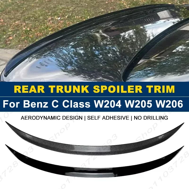 For Mercedes Benz Accessories C Class W204 W205 W206 2007-2026 Car Rear Trunk Boot Spoiler Wing Lip Body Kits Soft Plastic