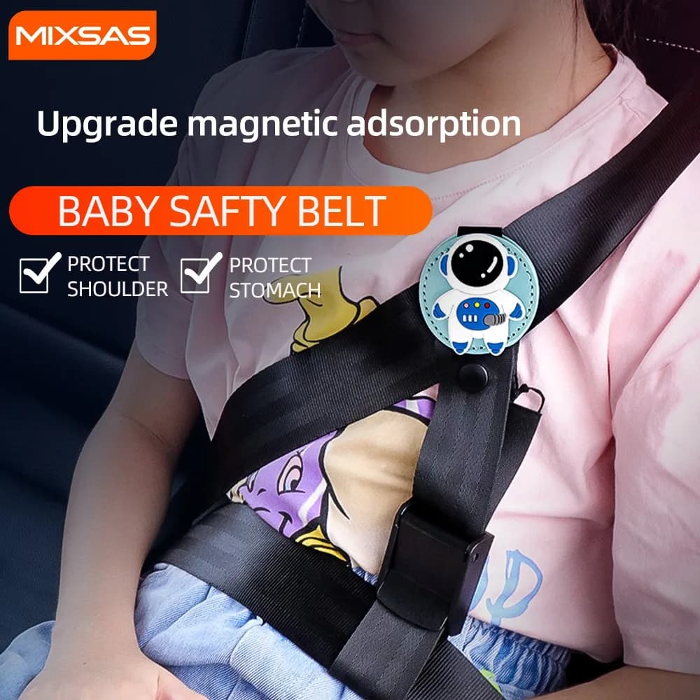 MIXSAS Car Child Seat Belt Retainer Adjustment & Fixation Anti-stroke Correction Tape Buckle Seatbelt Adjuster Limiter for Kids