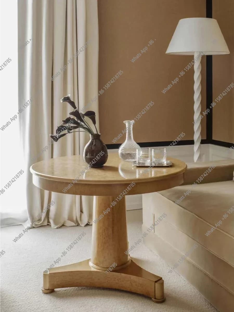 S American Retro Solid Wood Dining Table And Chairs Log Wind Round Balcony Casual Table Dining Table Marble Coffee