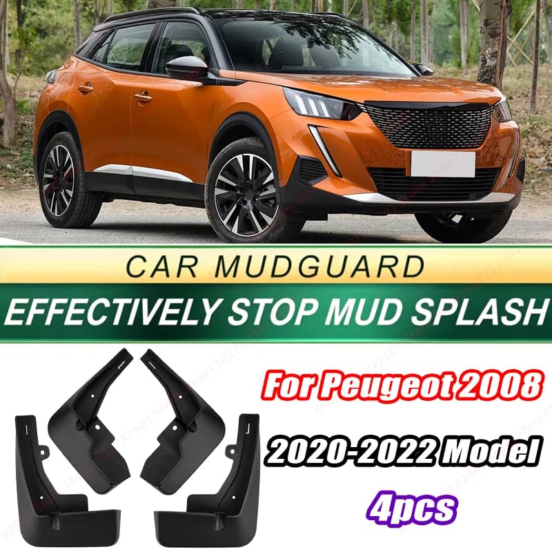 For Peugeot 2008 2020-2022 Model 4PCS Front Rear Mud Flaps Splash Guards Fender Mudguards Auto Accessories