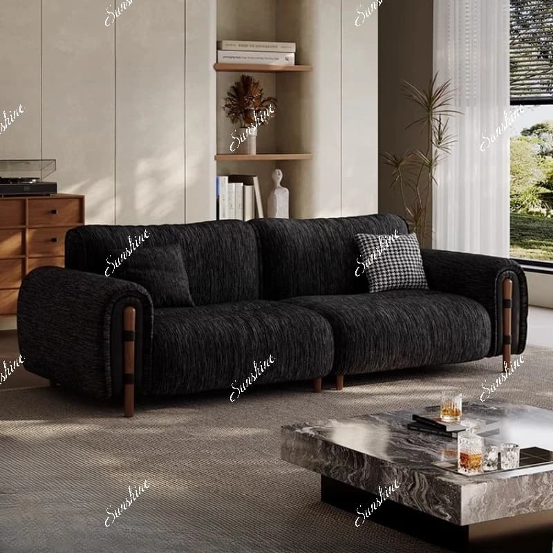 Large and small apartment retro fabric snow straight row sofa, living room, sofa chair