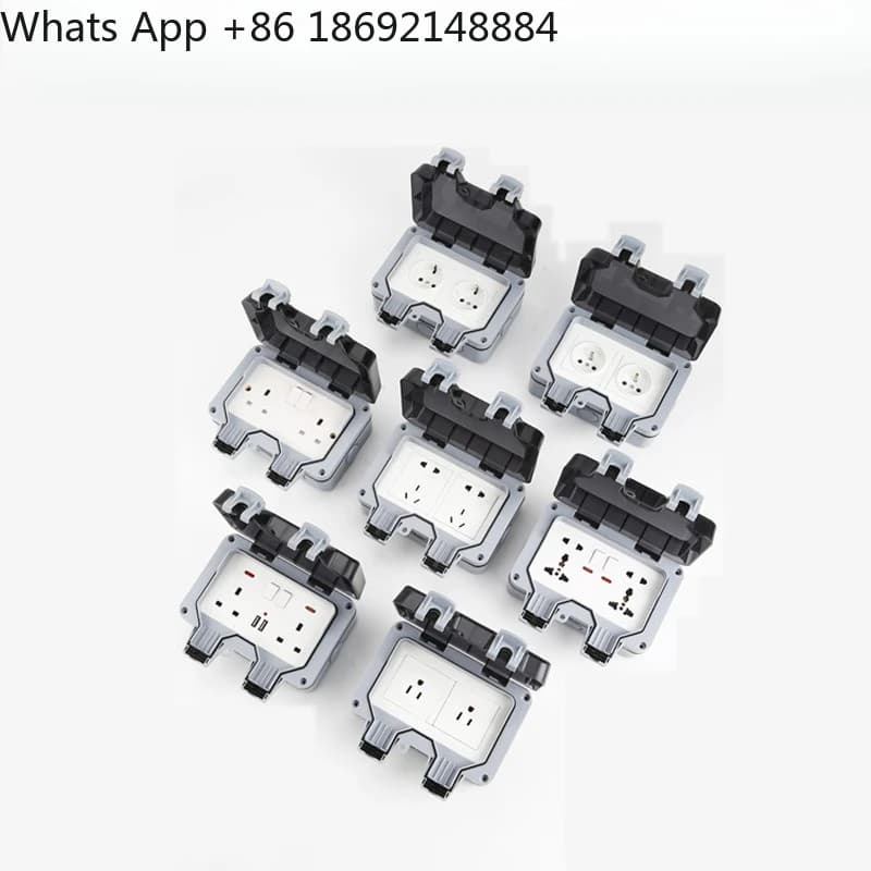 Ip66 outdoor waterproof socket box, european standard outlet with usb charging port and leakage protection