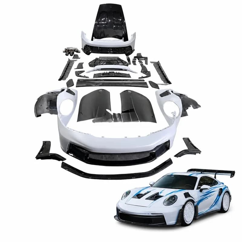 High Quality GT3RS Style Dry Carbon Fiber Body Kit Front Rear Bumper Side Skirts Hood Spoiler Exhaust For Porsche 911