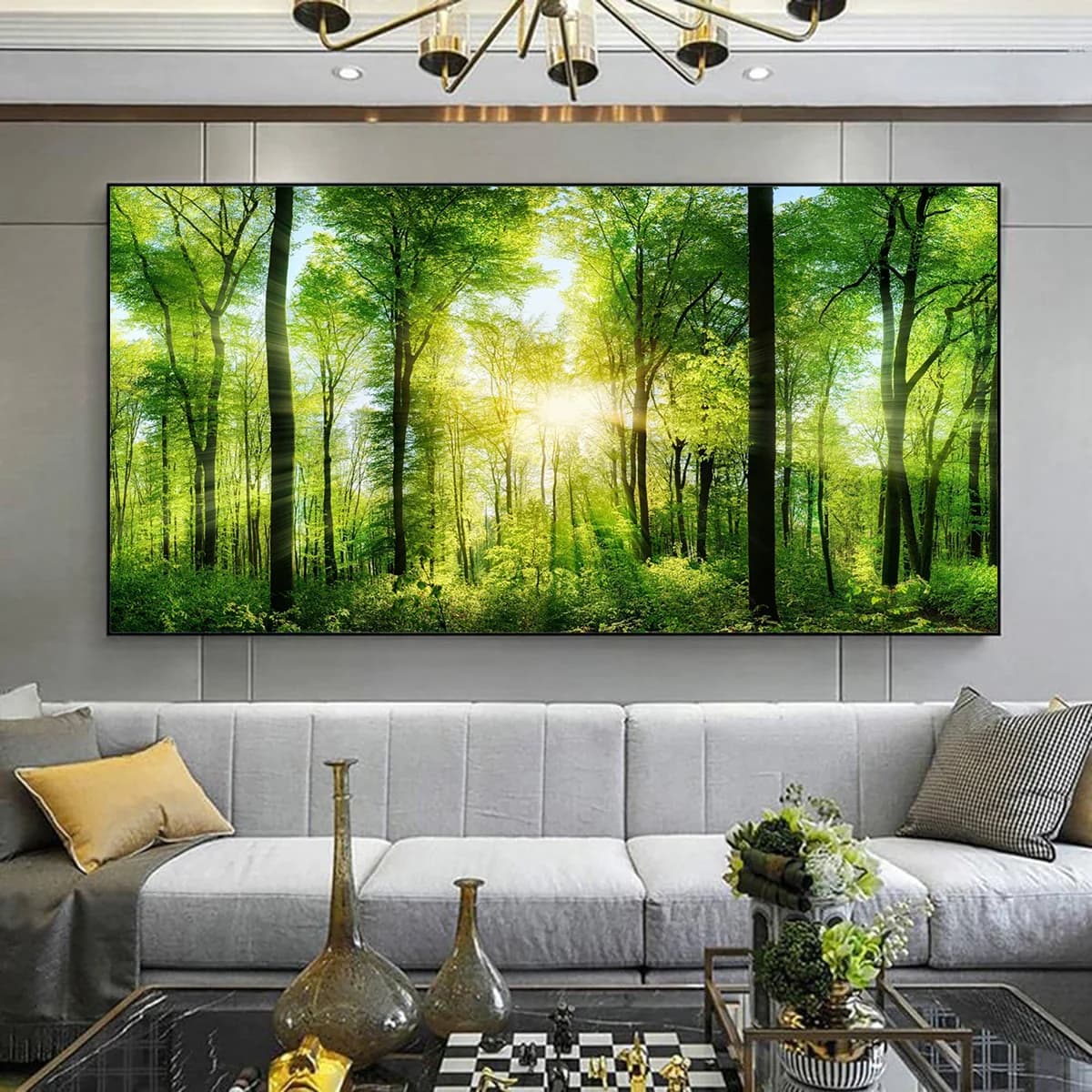 Unframed Canvas Poster Canvas Wall Art Modern Forest Under The Morning Sun Creative Arts Wall Painting Decoration Large Size