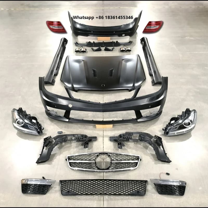 For C-Class W204 Modification and Upgrade New C63 Body Kit Front and Rear Bumper Assembly