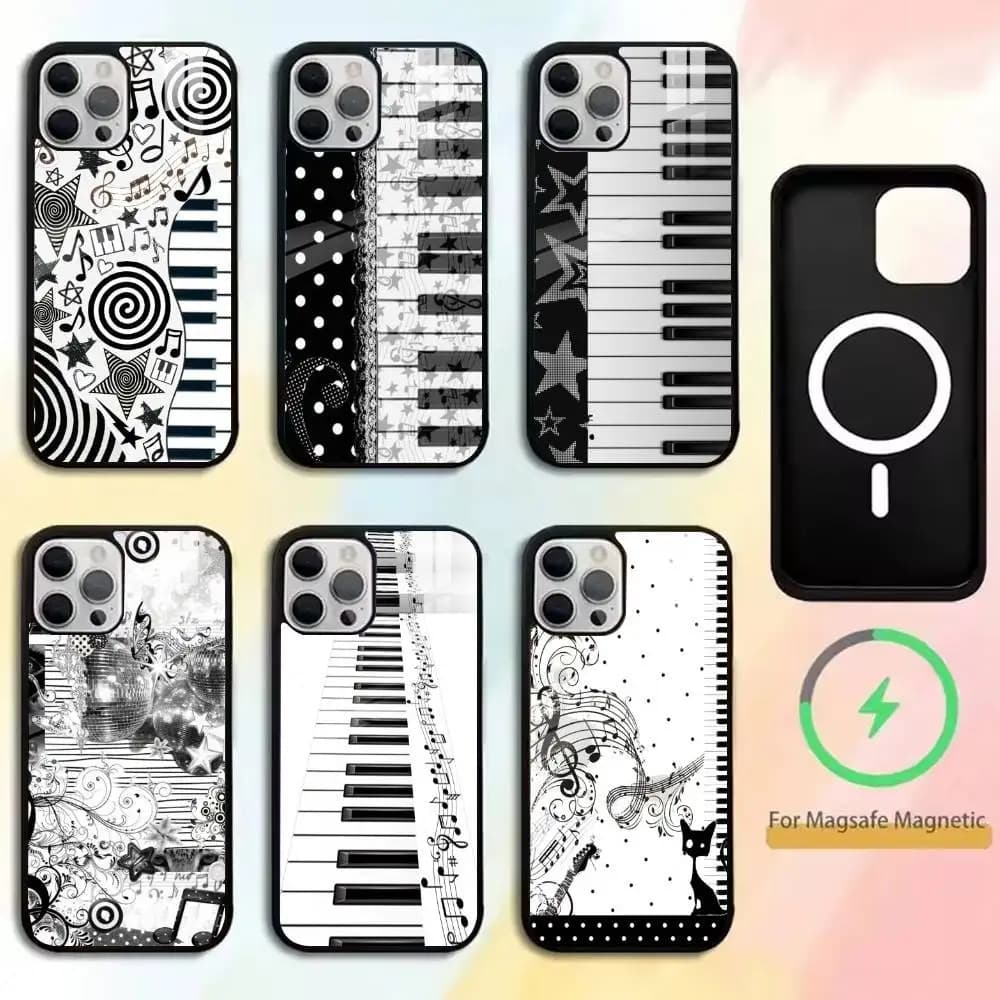 Ins Niche Design Cute Piano   Phone Case For iPhone17,16,15,14,13,12,11 Plus,Pro Magnetic For Magsafe Wireless Charging