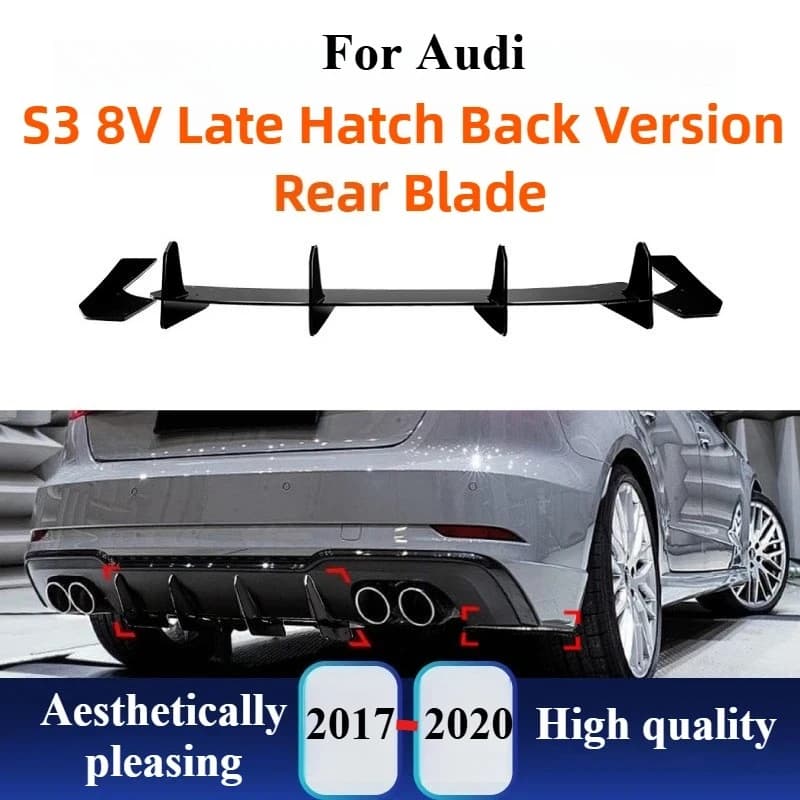 For Audi A3 S3 8V Hatchback 2017-2020 Rear Lip Diffuser Tail Blade Spoiler Splitter Exterior Upgrade Modification Accessories