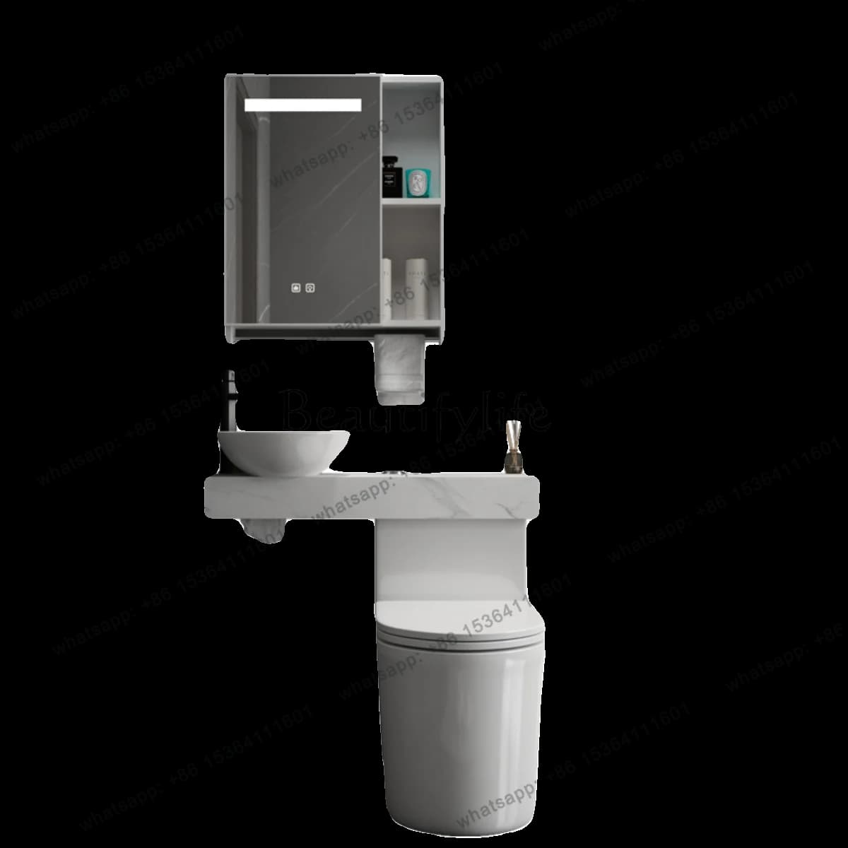 Small apartment toilet with wash basin integrated two-in-one combination