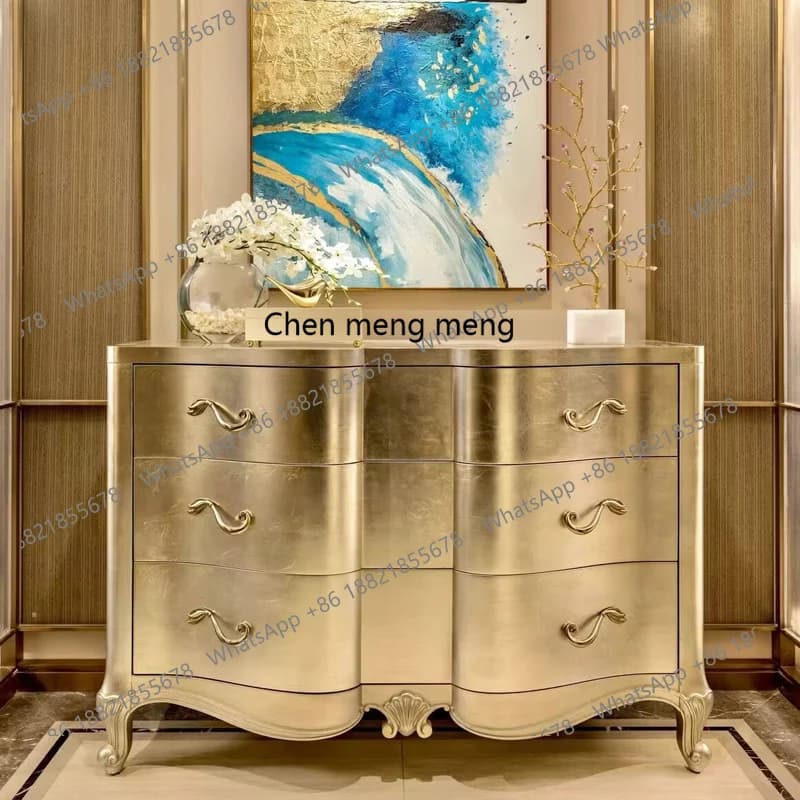 American light luxury chest of drawers, living room entrance, solid wood arc bedroom chest of drawers, living room cabinet