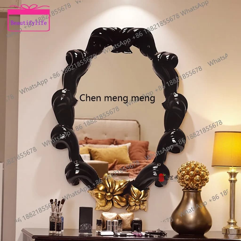 YL French retro special-shaped makeup mirror wall-mounted, bedroom vanity mirror European wall decorative mirror